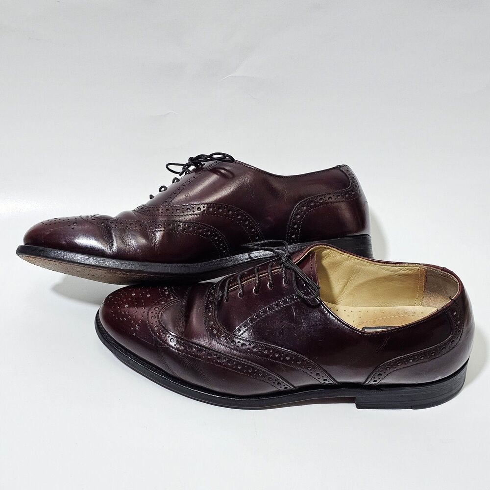 Bostonian Mens Impression 8.5 D/B Burgundy Leather Oxford Wing Tip Dress Shoes